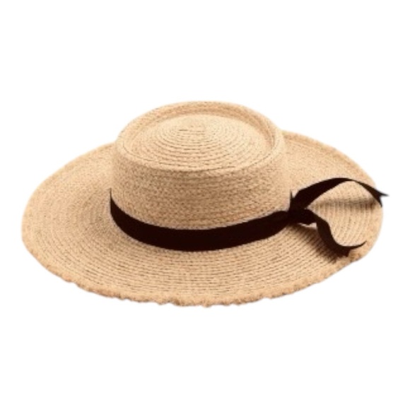 Mandalay and Company Accessories - THE RIVIERA CHARM BLACK RIBBON RAFFIA SUN HAT